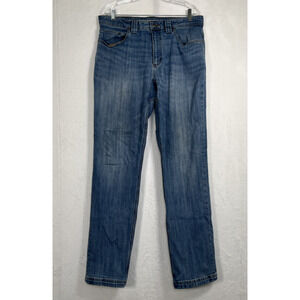 Duluth Trading Mens Ballroom Double Flex Blue Jeans Relaxed Fit 34X34 Standard